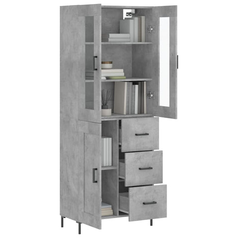 vidaXL Highboard Betongrau 69,5x34x180 cm Holzwerkstoff