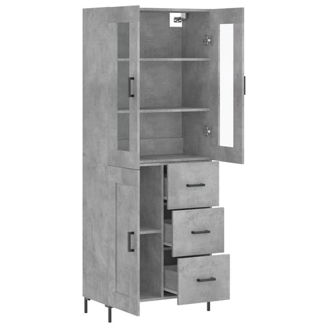 vidaXL Highboard Betongrau 69,5x34x180 cm Holzwerkstoff