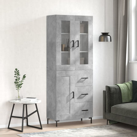 vidaXL Highboard Betongrau 69,5x34x180 cm Holzwerkstoff