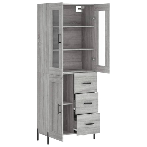 vidaXL Highboard Grau Sonoma 69,5x34x180 cm Holzwerkstoff