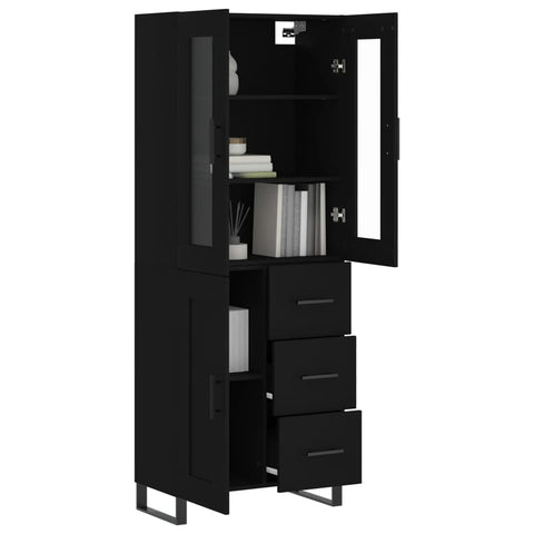 vidaXL Highboard Schwarz 69,5x34x180 cm Holzwerkstoff