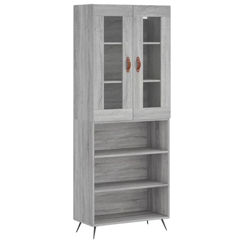 Highboard Grau Sonoma 69,5x34x180 cm Holzwerkstoff