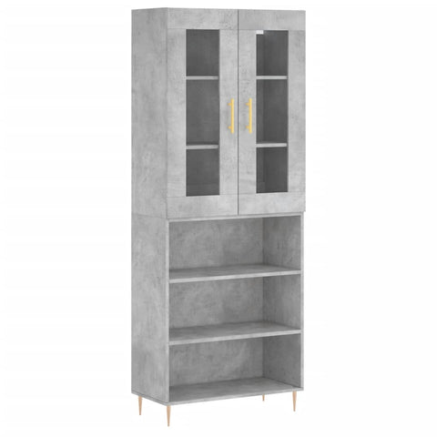 vidaXL Highboard Betongrau 69,5x34x180 cm Holzwerkstoff