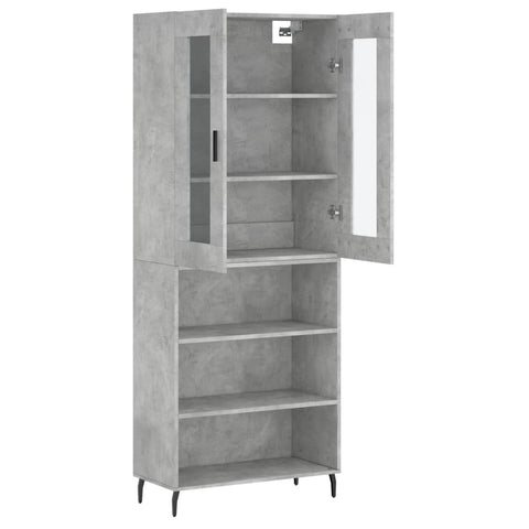 vidaXL Highboard Betongrau 69,5x34x180 cm Holzwerkstoff