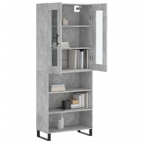 vidaXL Highboard Betongrau 69,5x34x180 cm Holzwerkstoff