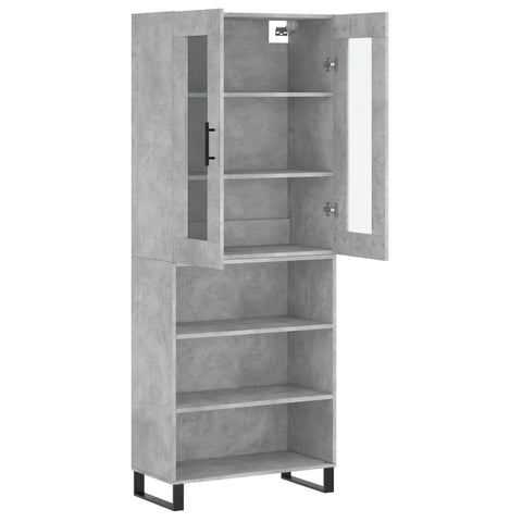 vidaXL Highboard Betongrau 69,5x34x180 cm Holzwerkstoff