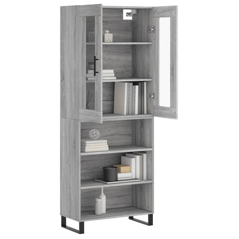 vidaXL Highboard Grau Sonoma 69,5x34x180 cm Holzwerkstoff