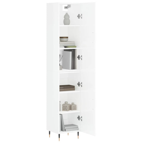 vidaXL Highboard Hochglanz-Weiß 34,5x34x180 cm Holzwerkstoff