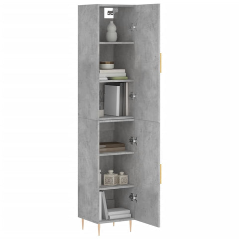 vidaXL Highboard Betongrau 34,5x34x180 cm Holzwerkstoff