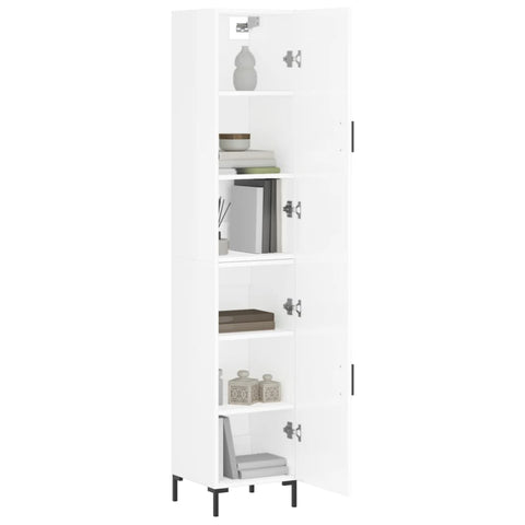 vidaXL Highboard Hochglanz-Weiß 34,5x34x180 cm Holzwerkstoff