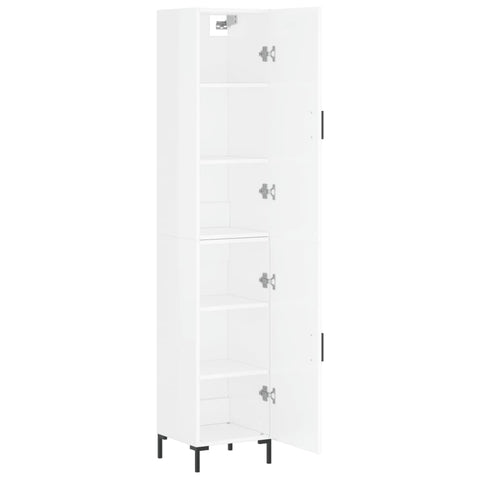 vidaXL Highboard Hochglanz-Weiß 34,5x34x180 cm Holzwerkstoff