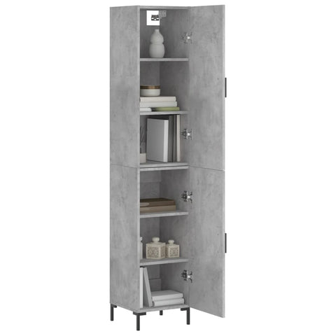 vidaXL Highboard Betongrau 34,5x34x180 cm Holzwerkstoff