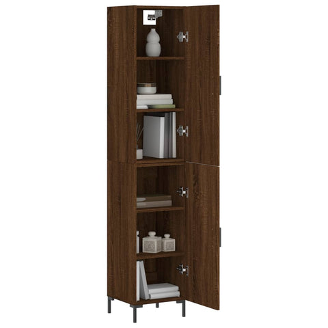 vidaXL Highboard Braun Eichen-Optik 34,5x34x180 cm Holzwerkstoff