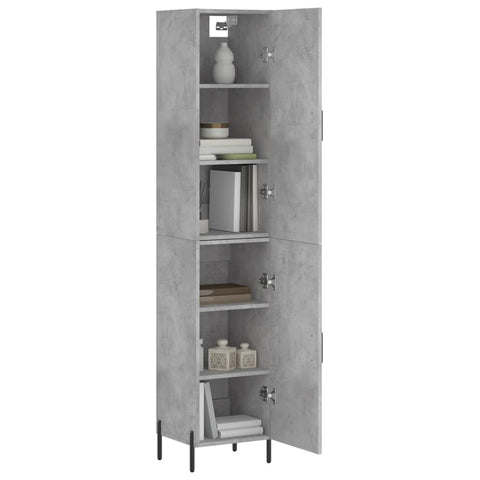 vidaXL Highboard Betongrau 34,5x34x180 cm Holzwerkstoff