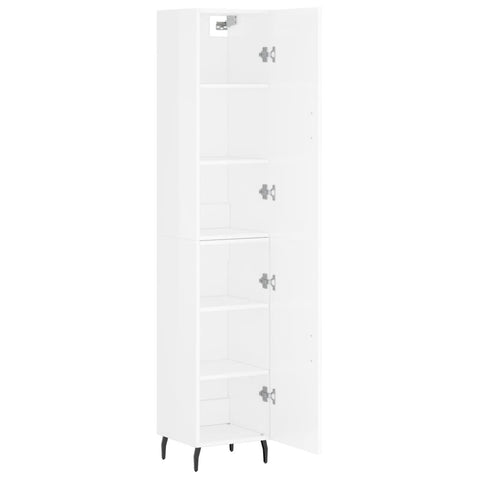 vidaXL Highboard Hochglanz-Weiß 34,5x34x180 cm Holzwerkstoff