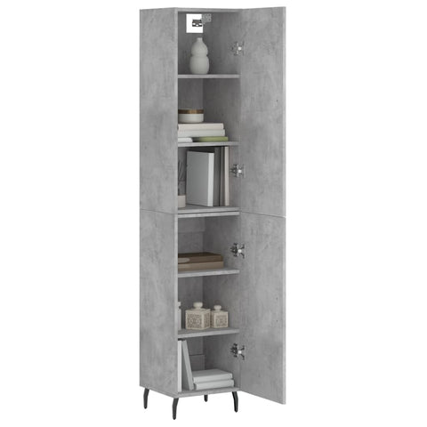 vidaXL Highboard Betongrau 34,5x34x180 cm Holzwerkstoff