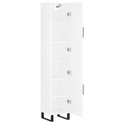 vidaXL Highboard Hochglanz-Weiß 34,5x34x180 cm Holzwerkstoff