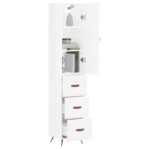 vidaXL Highboard Hochglanz-Weiß 34,5x34x180 cm Holzwerkstoff