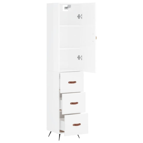 vidaXL Highboard Hochglanz-Weiß 34,5x34x180 cm Holzwerkstoff