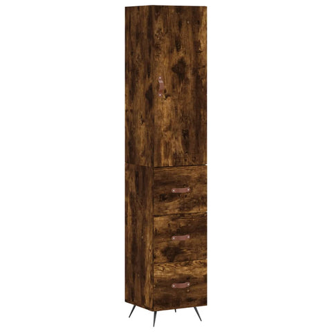 vidaXL Highboard Räuchereiche 34,5x34x180 cm Holzwerkstoff