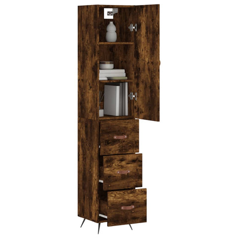 vidaXL Highboard Räuchereiche 34,5x34x180 cm Holzwerkstoff