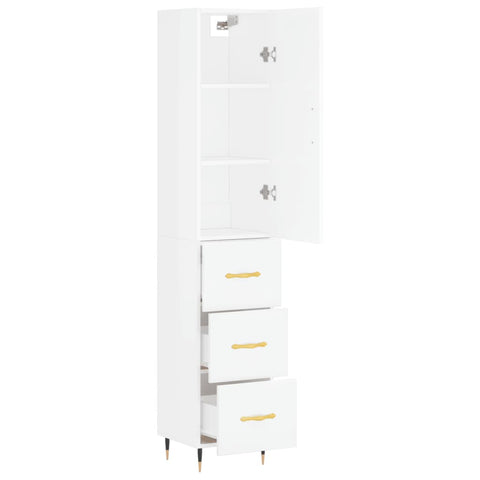 vidaXL Highboard Hochglanz-Weiß 34,5x34x180 cm Holzwerkstoff