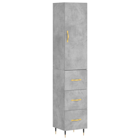 vidaXL Highboard Betongrau 34,5x34x180 cm Holzwerkstoff