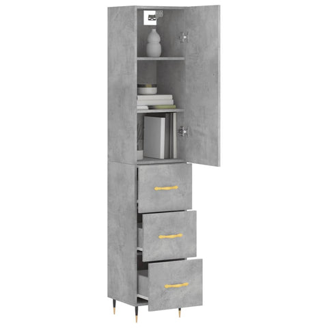 vidaXL Highboard Betongrau 34,5x34x180 cm Holzwerkstoff