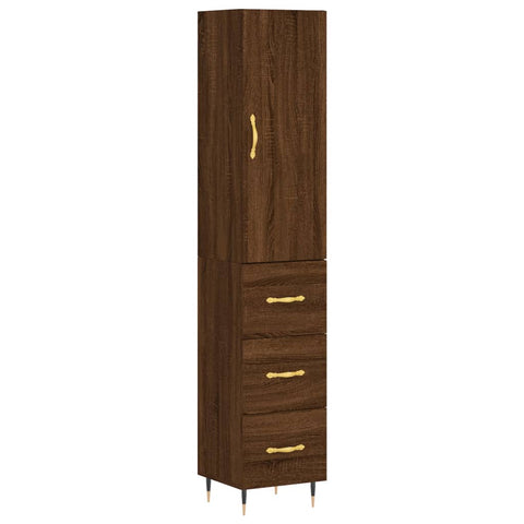 vidaXL Highboard Braun Eichen-Optik 34,5x34x180 cm Holzwerkstoff