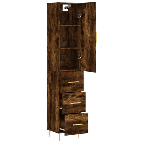 vidaXL Highboard Räuchereiche 34,5x34x180 cm Holzwerkstoff