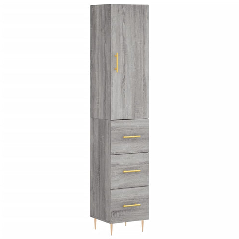 vidaXL Highboard Grau Sonoma 34,5x34x180 cm Holzwerkstoff