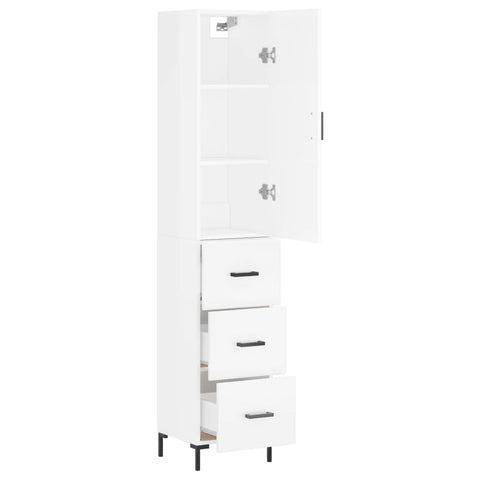 vidaXL Highboard Hochglanz-Weiß 34,5x34x180 cm Holzwerkstoff