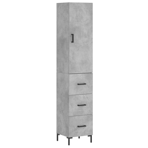 vidaXL Highboard Betongrau 34,5x34x180 cm Holzwerkstoff