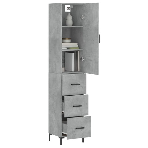 vidaXL Highboard Betongrau 34,5x34x180 cm Holzwerkstoff