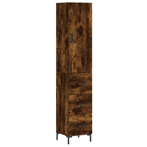 vidaXL Highboard Räuchereiche 34,5x34x180 cm Holzwerkstoff