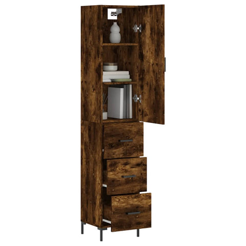 vidaXL Highboard Räuchereiche 34,5x34x180 cm Holzwerkstoff