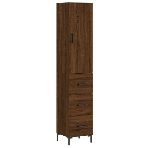 vidaXL Highboard Braun Eichen-Optik 34,5x34x180 cm Holzwerkstoff