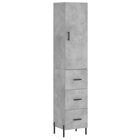 vidaXL Highboard Betongrau 34,5x34x180 cm Holzwerkstoff