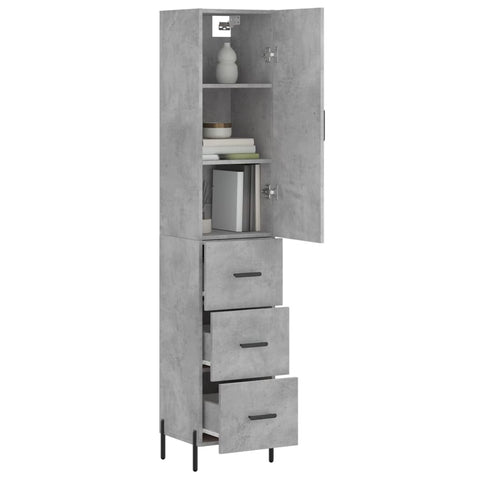 vidaXL Highboard Betongrau 34,5x34x180 cm Holzwerkstoff