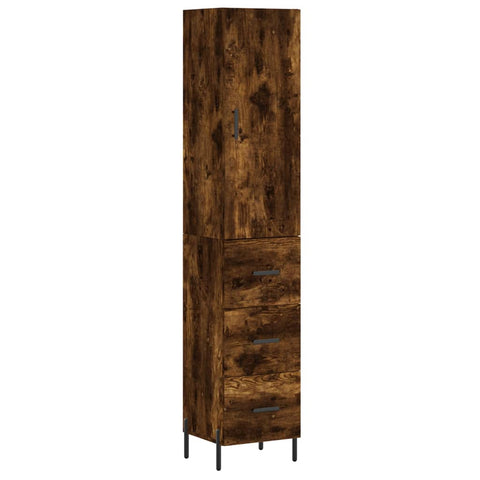 vidaXL Highboard Räuchereiche 34,5x34x180 cm Holzwerkstoff