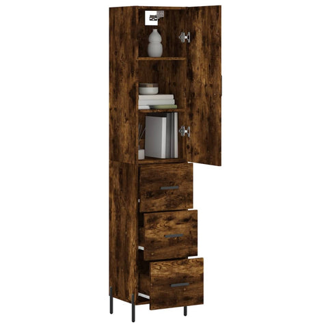 vidaXL Highboard Räuchereiche 34,5x34x180 cm Holzwerkstoff