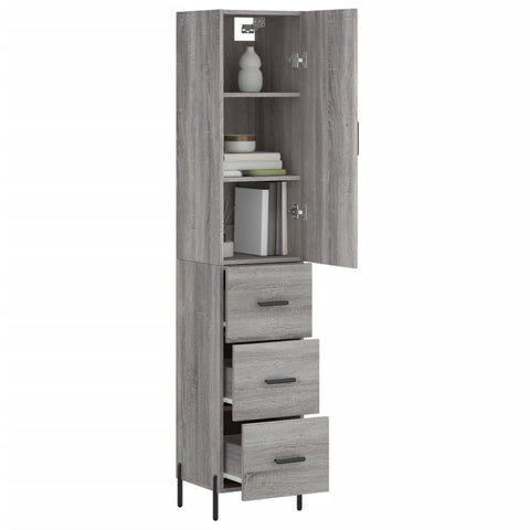 vidaXL Highboard Grau Sonoma 34,5x34x180 cm Holzwerkstoff