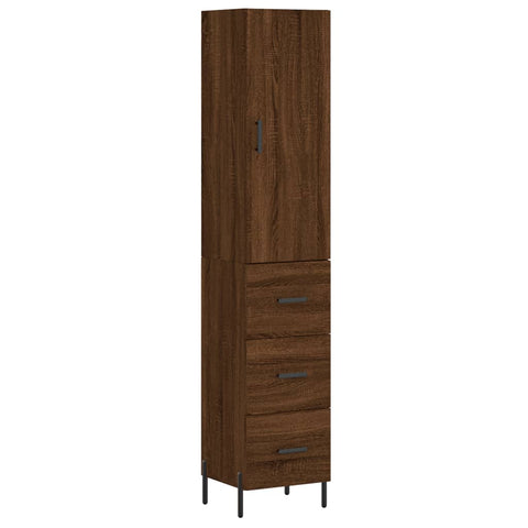 vidaXL Highboard Braun Eichen-Optik 34,5x34x180 cm Holzwerkstoff