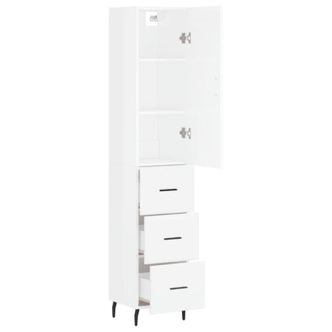 vidaXL Highboard Hochglanz-Weiß 34,5x34x180 cm Holzwerkstoff