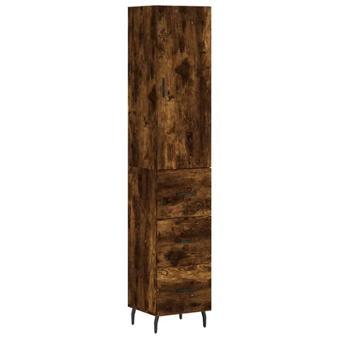 vidaXL Highboard Räuchereiche 34,5x34x180 cm Holzwerkstoff