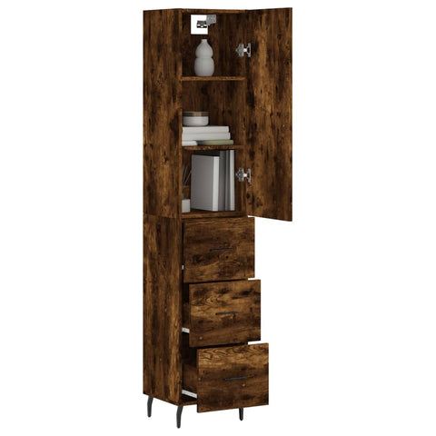 vidaXL Highboard Räuchereiche 34,5x34x180 cm Holzwerkstoff