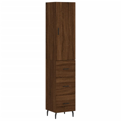 vidaXL Highboard Braun Eichen-Optik 34,5x34x180 cm Holzwerkstoff