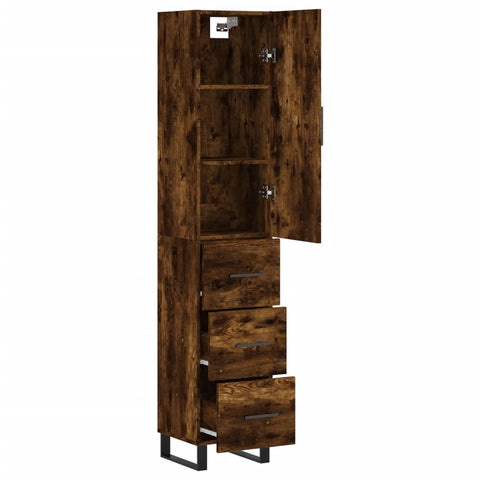 vidaXL Highboard Räuchereiche 34,5x34x180 cm Holzwerkstoff