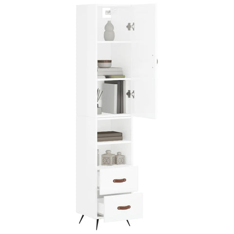 vidaXL Highboard Hochglanz-Weiß 34,5x34x180 cm Holzwerkstoff