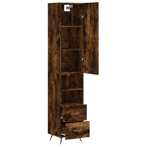 vidaXL Highboard Räuchereiche 34,5x34x180 cm Holzwerkstoff